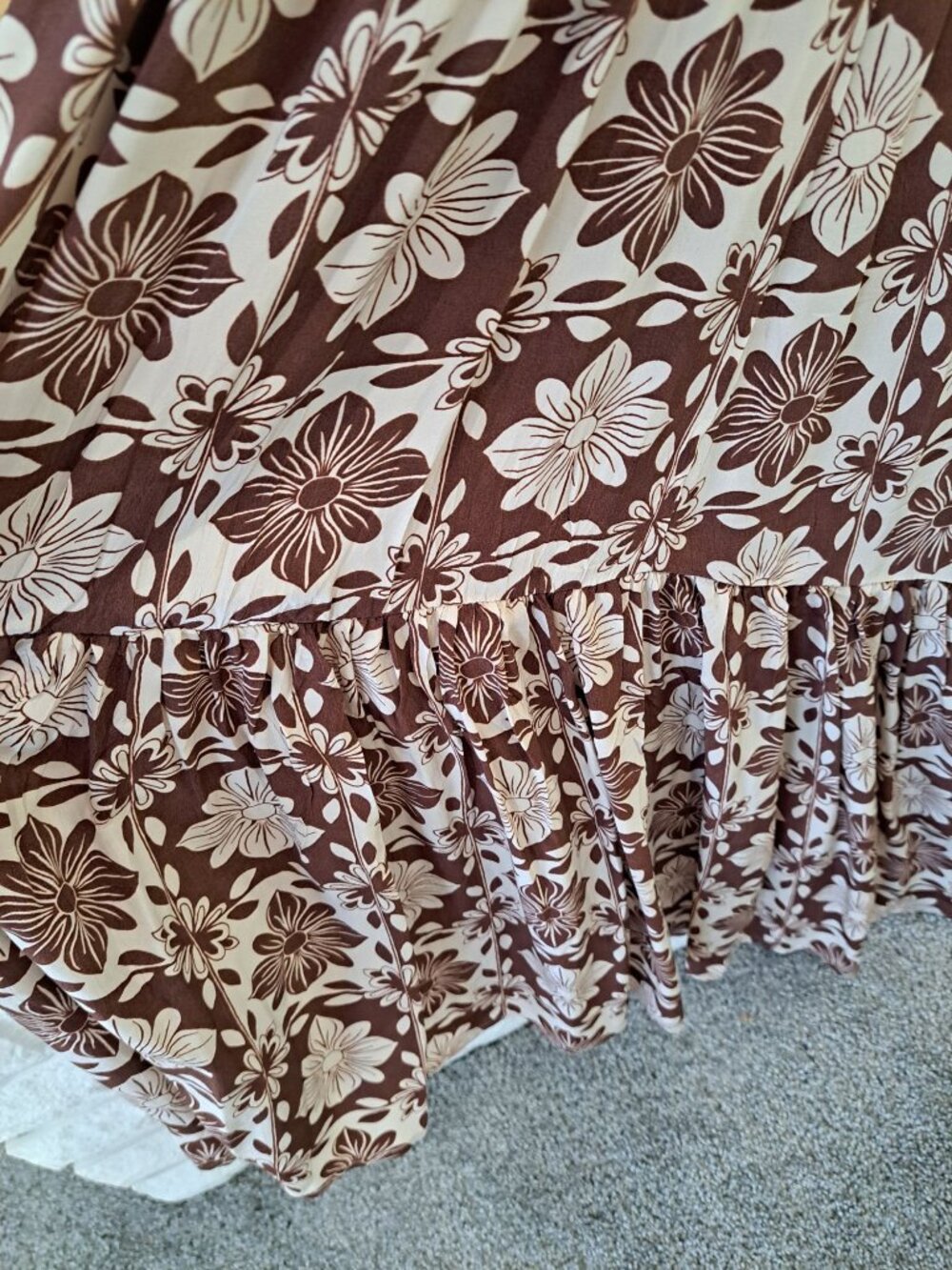 New J.Crew Womens Caspia Floral Crepe Maxi Dress  Brown/White L Sleeveless - Picture 6 of 15